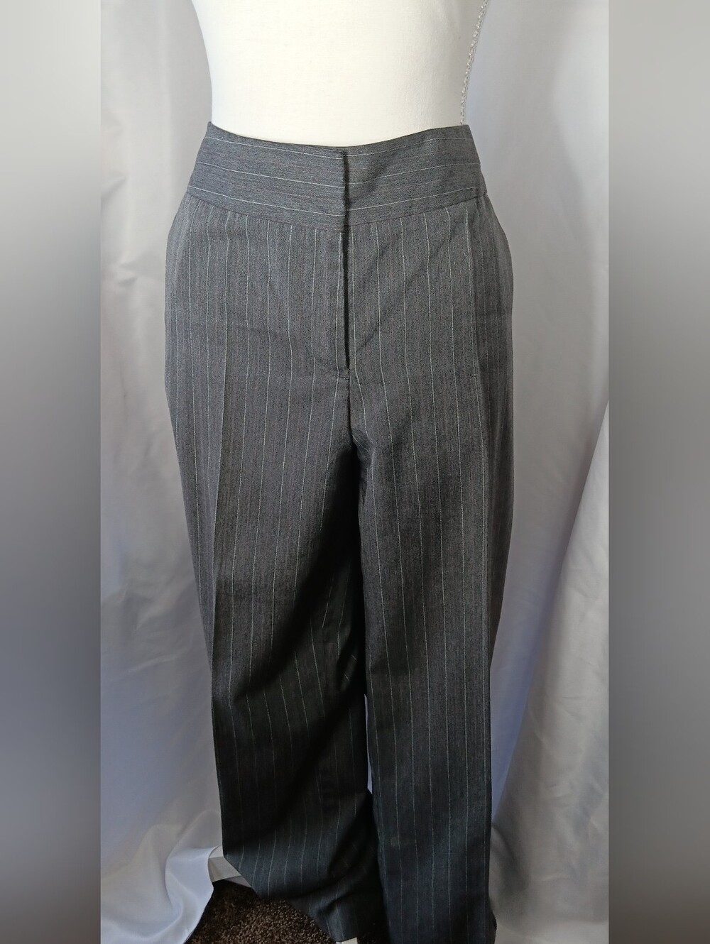 Women's Gray Pinstripe Dress Slacks, George, Size 12